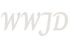 Text 'WWJD' in a stylized font on a white background